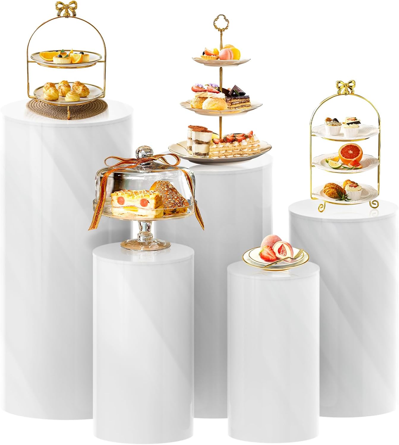 White party pedestal stand set rental