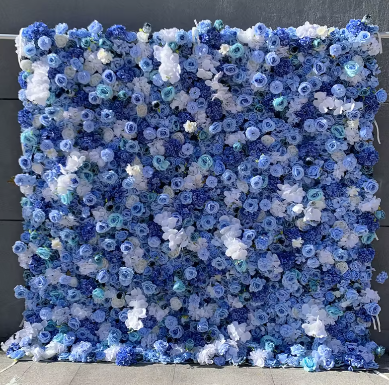 Blue flower wall rental