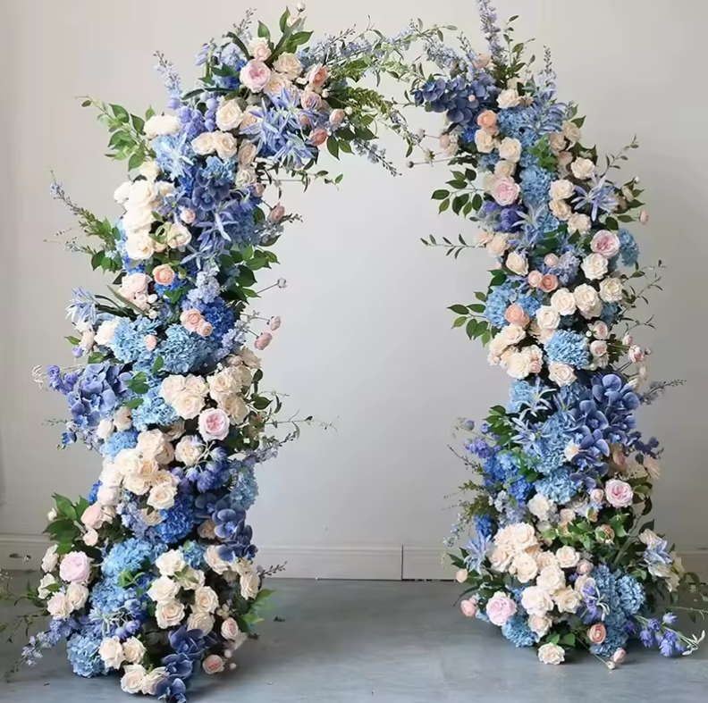 Blue flower arch rental
