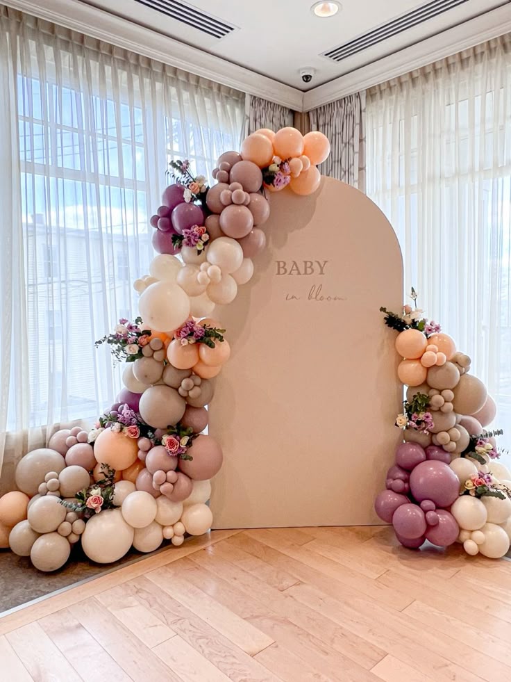Elegant Baby Shower Balloon Arch