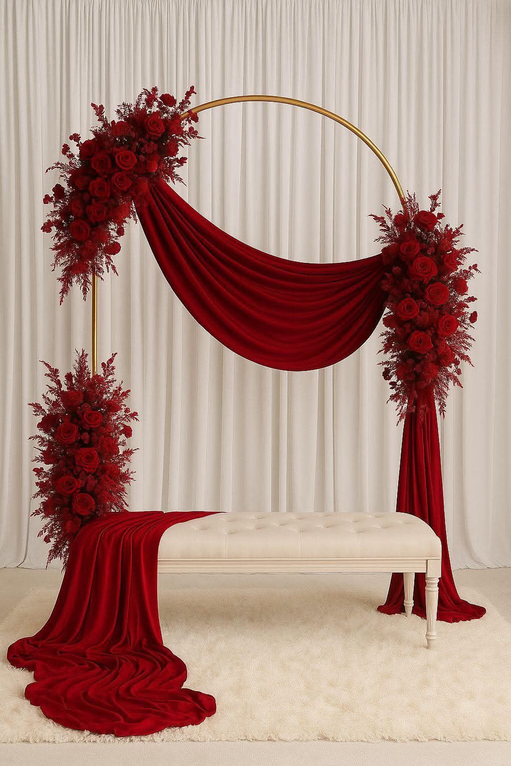 Elegant Red Floral Backdrop - Wedding decor in Vaughan and GTA