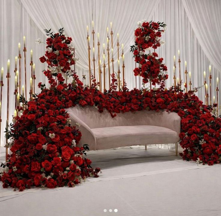 Romantic Red Floral Backdrop - Wedding decor in Vaughan and GTA